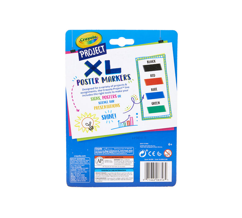 XL Poster Markers, Classic Colors, 4 Count